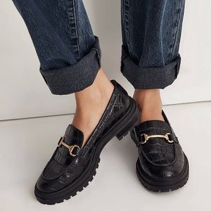 Madewell The Bradley Hardware Lugsole Loafer in Croc Embossed Leather